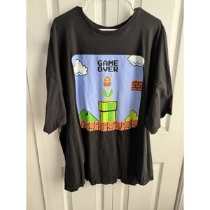 Nintendo Super Mario Black Short Sleeve Tee Game‎ Over Men's Size 5XL